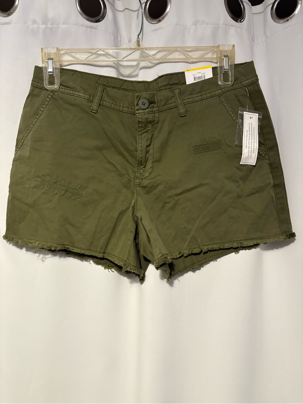 Time and Tru Olive Green Frayed Hem Women's Shorts